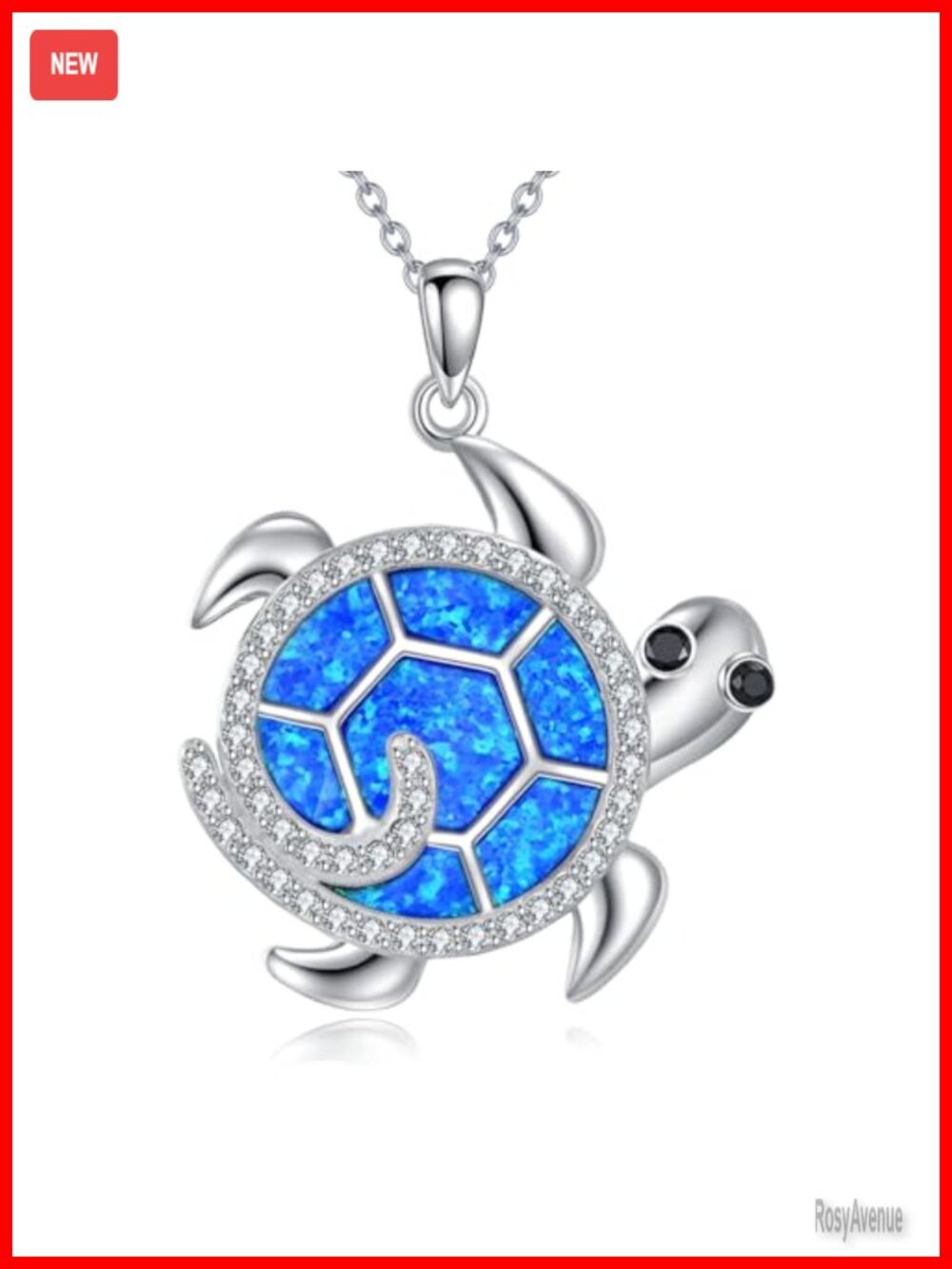 Sterling Silver Turtle Necklace Blue Opal Pendant